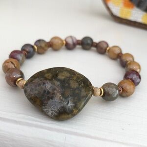 Faceted Mookite Gemstone Beaded bracelet Size Large